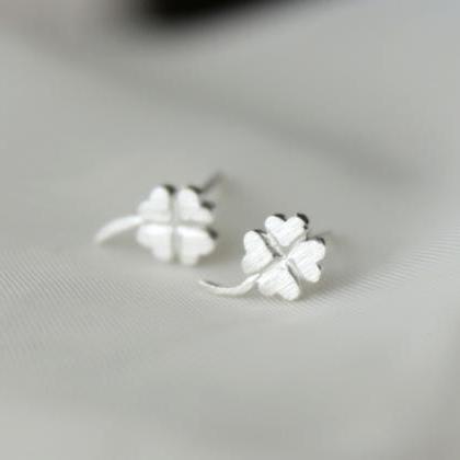 925 Silver Four Leaf Clover Stud Earrings