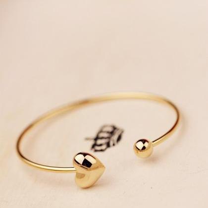 Simple Gold Heart Open Bracelet
