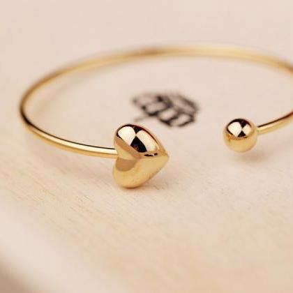 Simple Gold Heart Open Bracelet