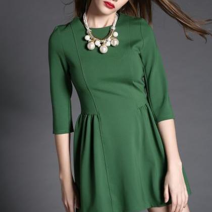 Fashion Simple Green Bubble Dress
