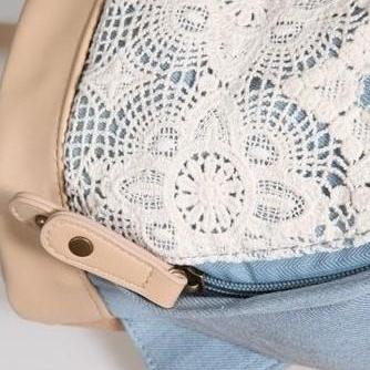 Canvas Light Blue Lace Backpack