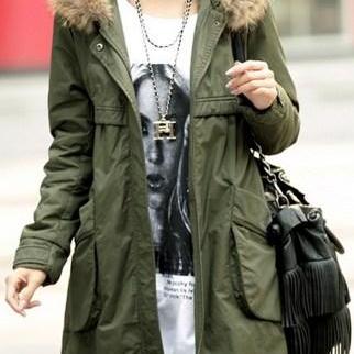 Winter Coats For Women In Green With Fur Hood