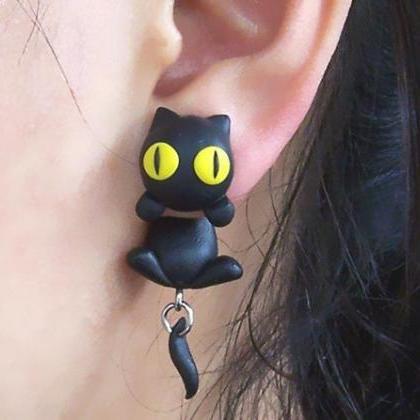 Personalized Black Cat Earrings [grxjy530021]