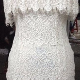 Sexy Low-cut Strapless Dress White Lace Dress