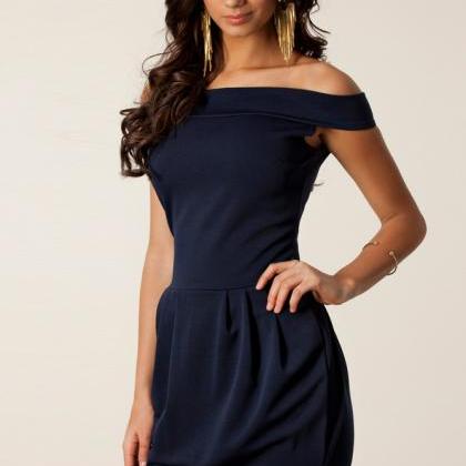 Graceful Sexy Off-the-shoulder Pleated Mini Dress