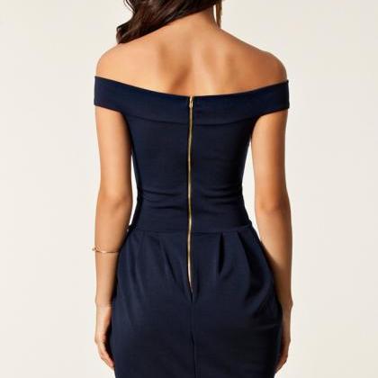 Graceful Sexy Off-The-Shoulder Pleated Mini Dress on Luulla