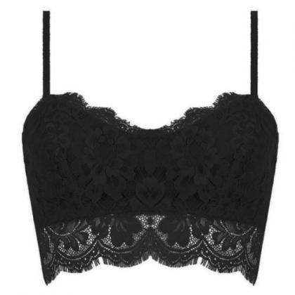 Feminine Floral Lace Bralet In Solid Colors