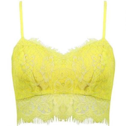 Feminine Floral Lace Bralet In Solid Colors