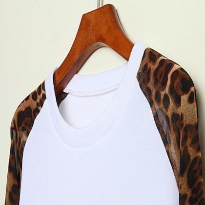 Women Fashion Long Leopard Sleeve Hoodies..