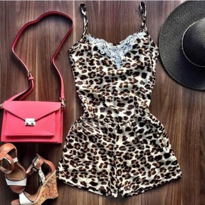 Fashion Lace Leopard Harness Dress Ax42303ax