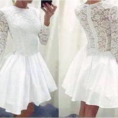 Sexy White Long Sleeved Lace Dress