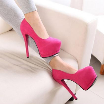Sexy Stiletto Heels Fashion Shoes In Rose Red