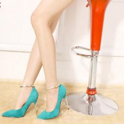 Sexy Turquoise Pointed Toe High Heels Fashion..