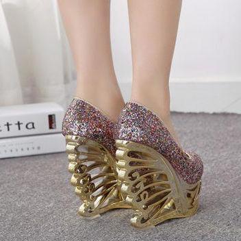 Gorgeous Gold Wedge Shoes