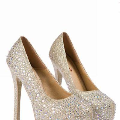 Classy Gold Bling Design Fashion Shoes
