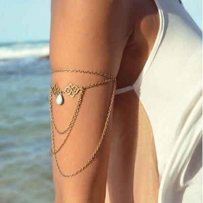 Womens Fashion Unique Tassel Chain Upper Arm Cuff..