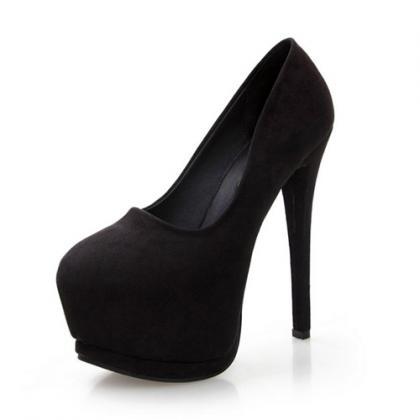 Classy Pure Black High Heels Fashion Shoes