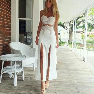 New Fashion High Fork white Lace Long Dress