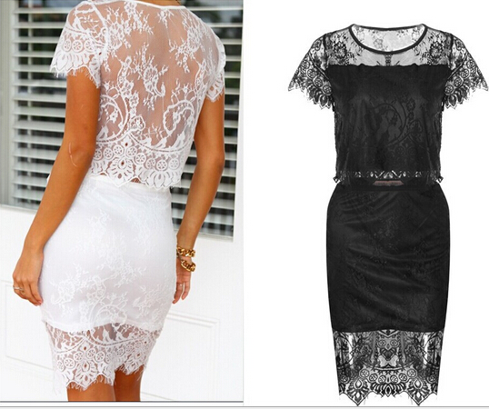 Fashion Lace Short-sleeved Dress #110802ad