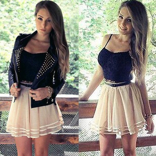 Sexy Sling Tops + Gauze Skirt Two-piece Set