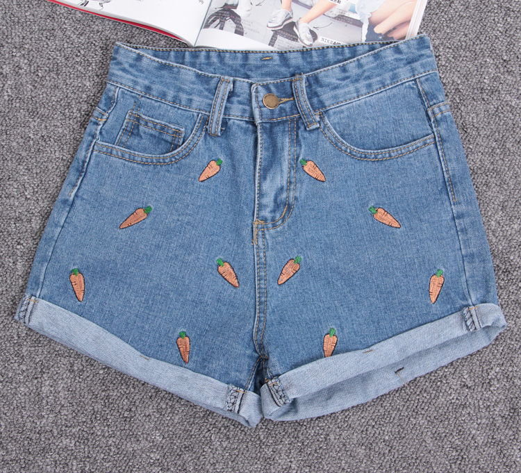 embroidered denim shorts