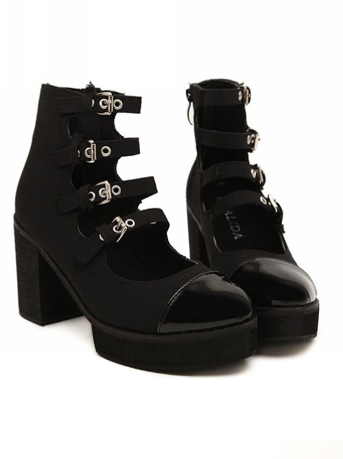 black vintage high heels
