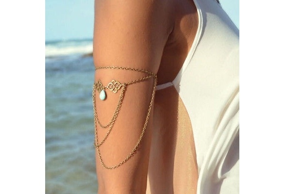 Womens Fashion Unique Tassel Chain Upper Arm Cuff Armlet Armband Bangle Bracelet