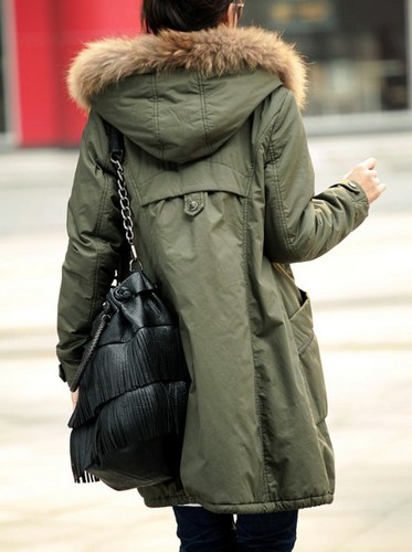 Winter Coats For Women In Green With Fur Hood on Luulla